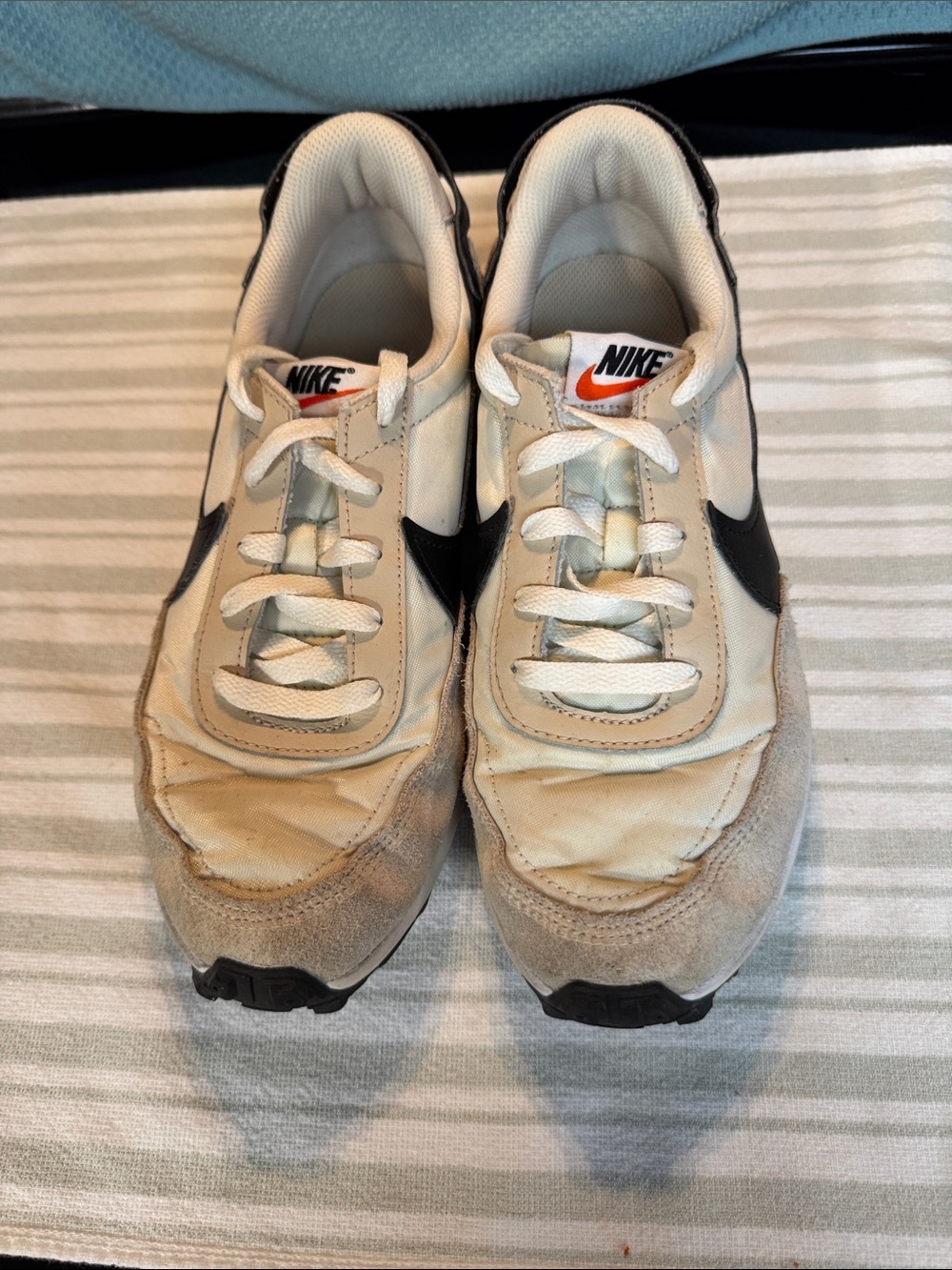 Nike Women’s Waffle Low-Top Sneakers in Cream, Black and Orange